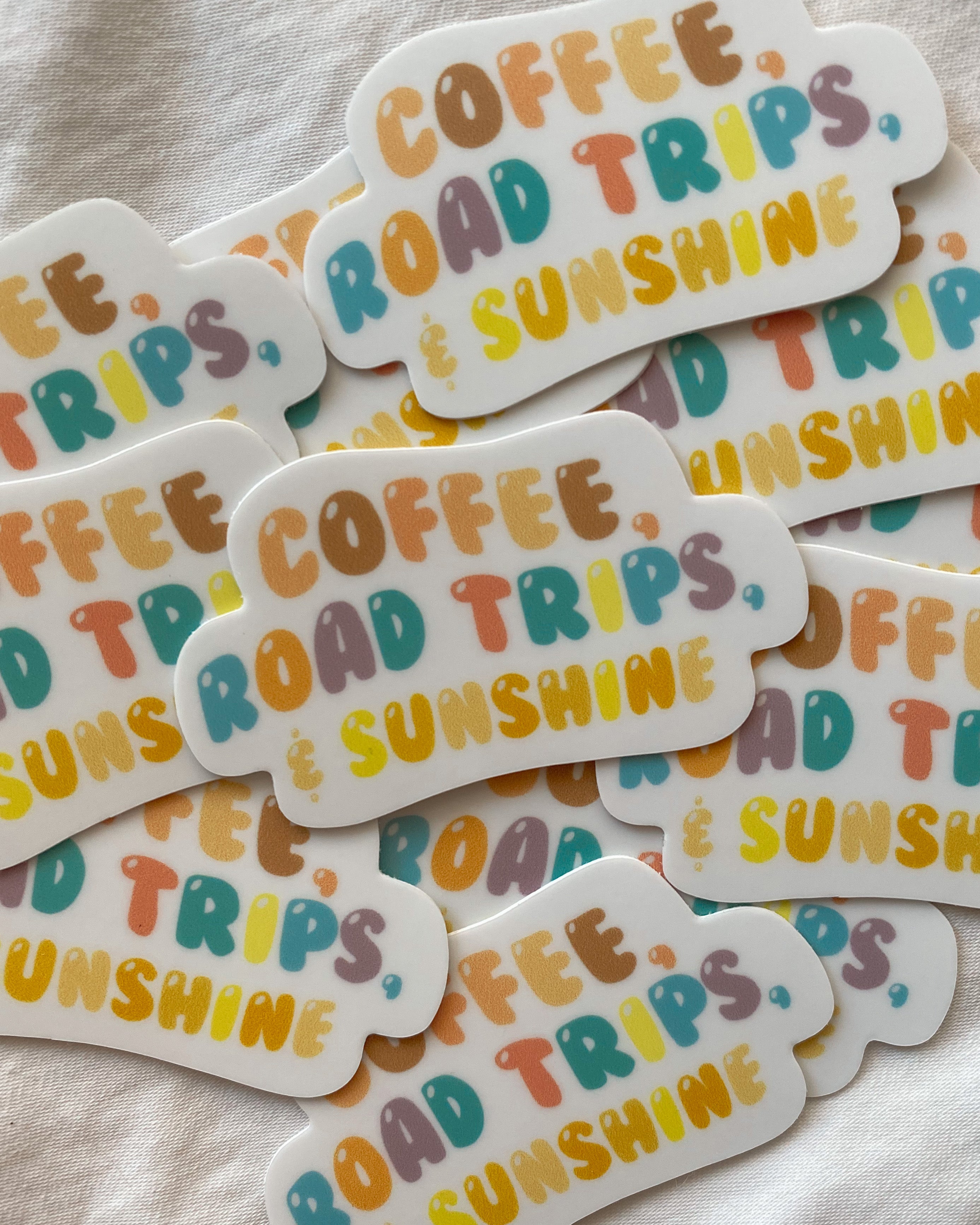Coffee, Road Trips & Sunshine Sticker