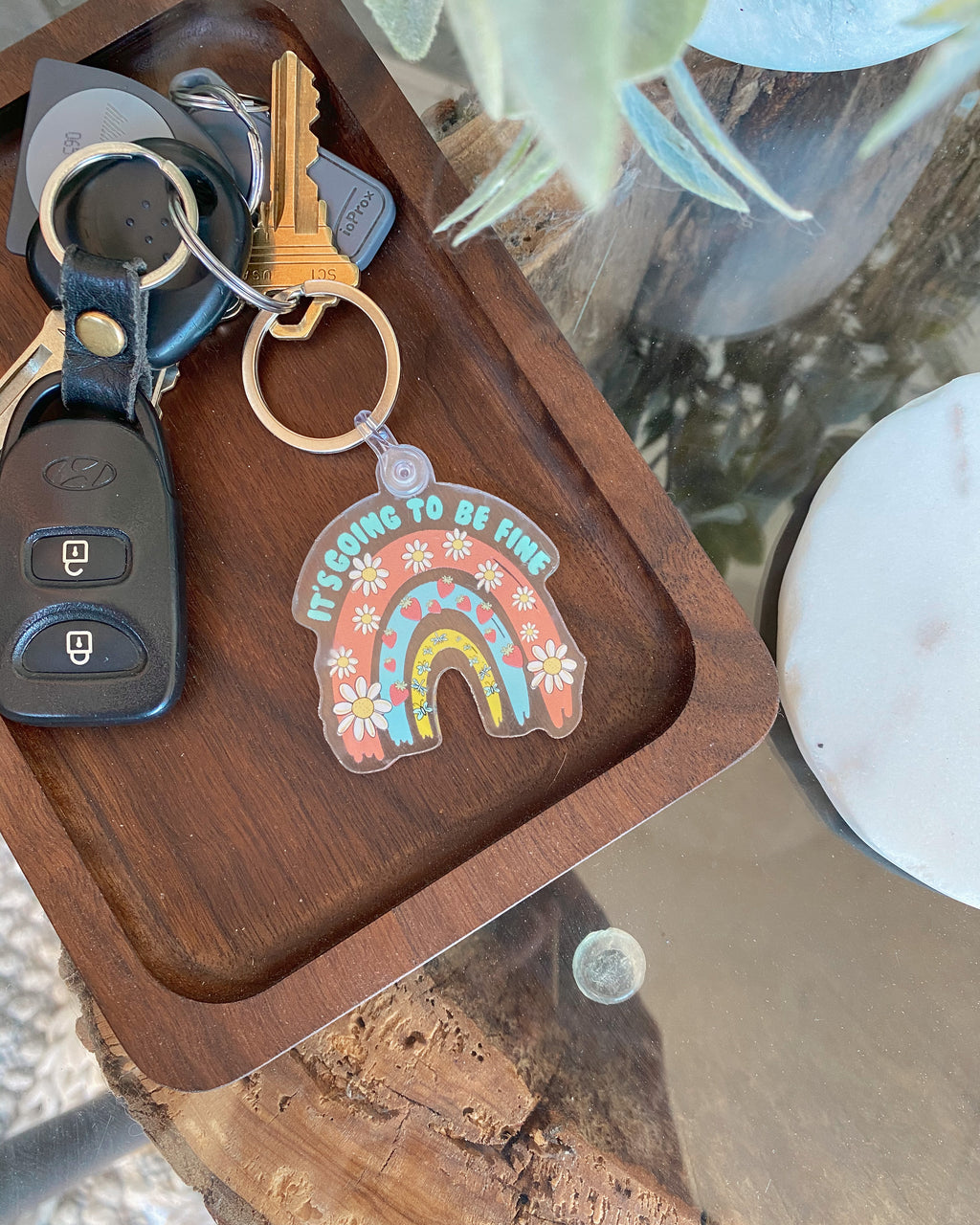 It's Going To Be Fine Rainbow Keychain